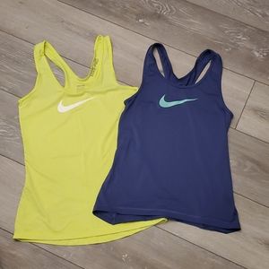 Set of 2 Nike Workout Tanks. Yellow and purple/blue